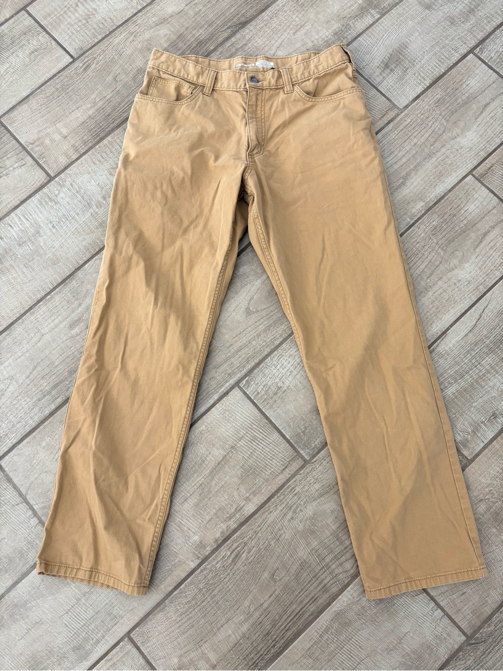Carhartt Men's Tan Relaxed Fit Rugged Flex Canvas Work Pants 34x32